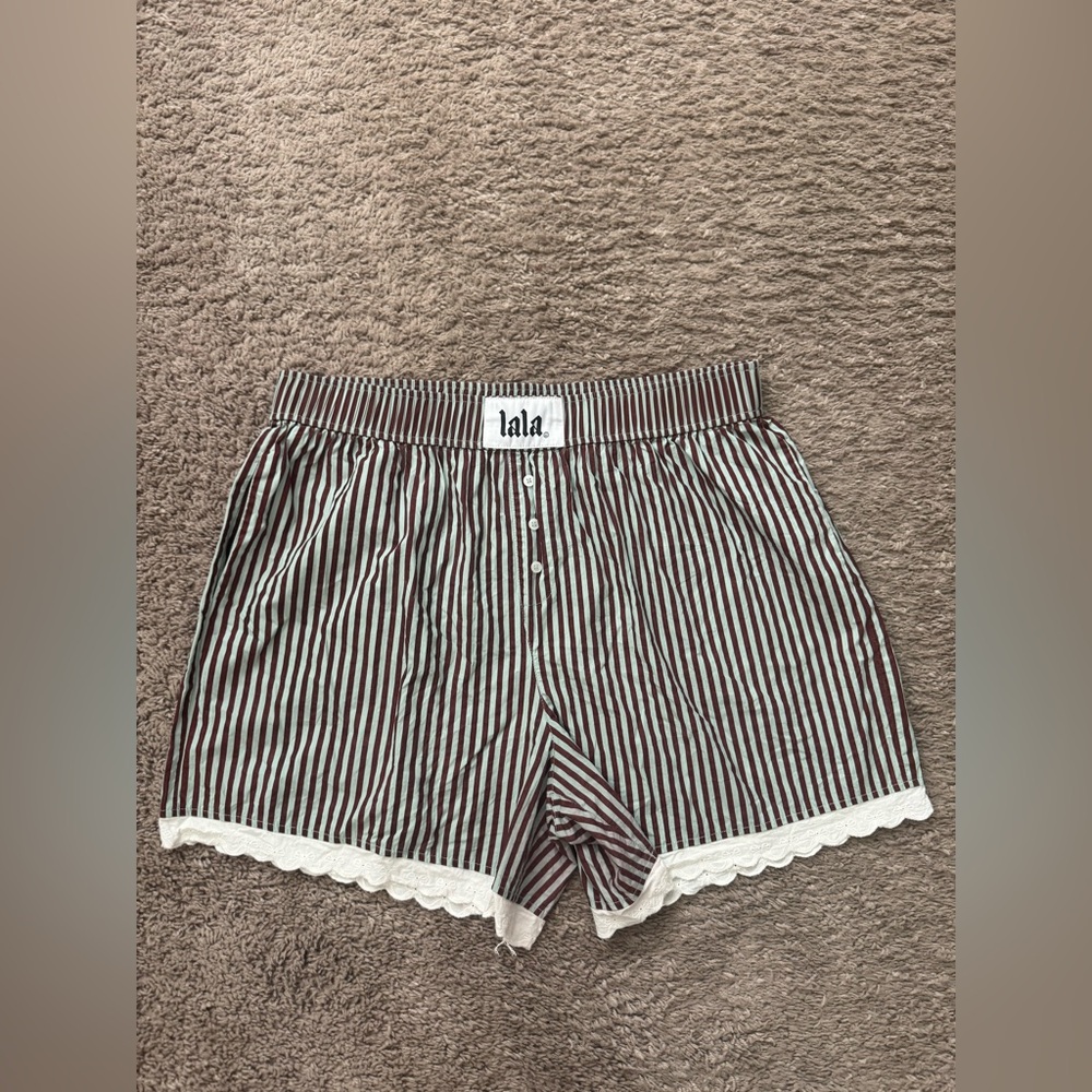 Dressed in LALA Black and White Striped High Waist Shorts